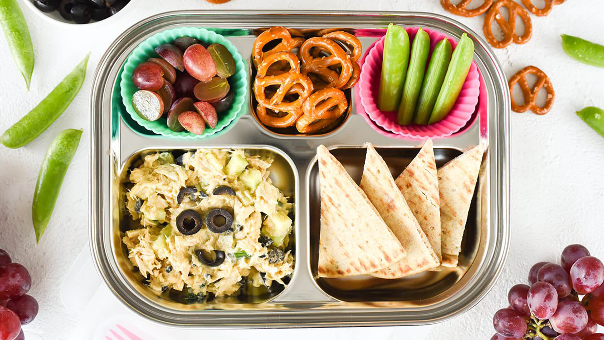 Cucumber Salad, Hummus & Pita Bento Box Lunch